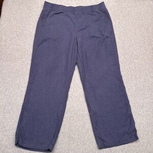 Kuhl Fresco Pants Womens XL Blue Relaxed Wide Leg Linen Blend Pull On Drawstring